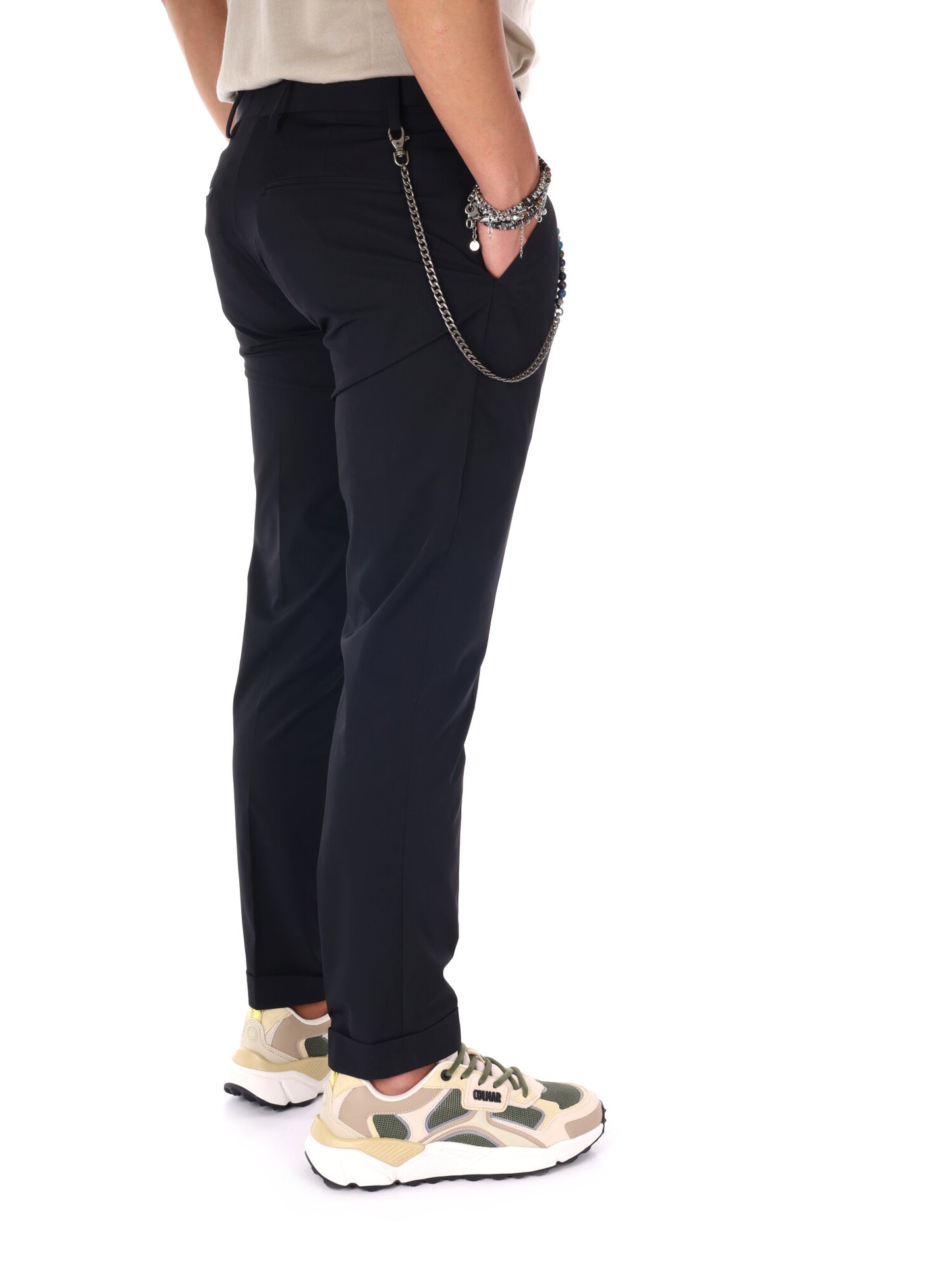 Pantaloni FB CR947 Catena neri da uomo casual per uso quotidiano