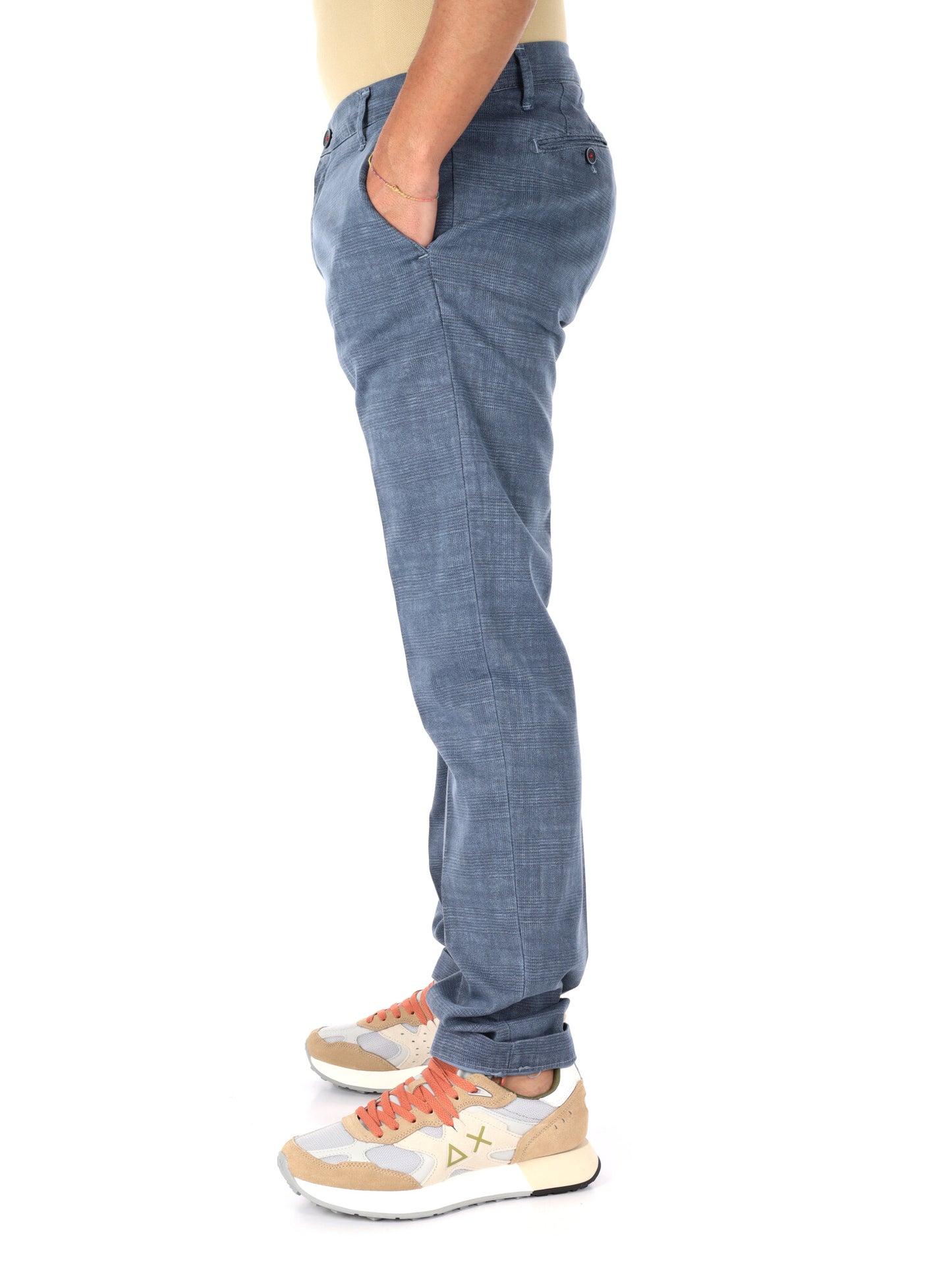 Pantaloni slim stretch da uomo FB con microquadri neri