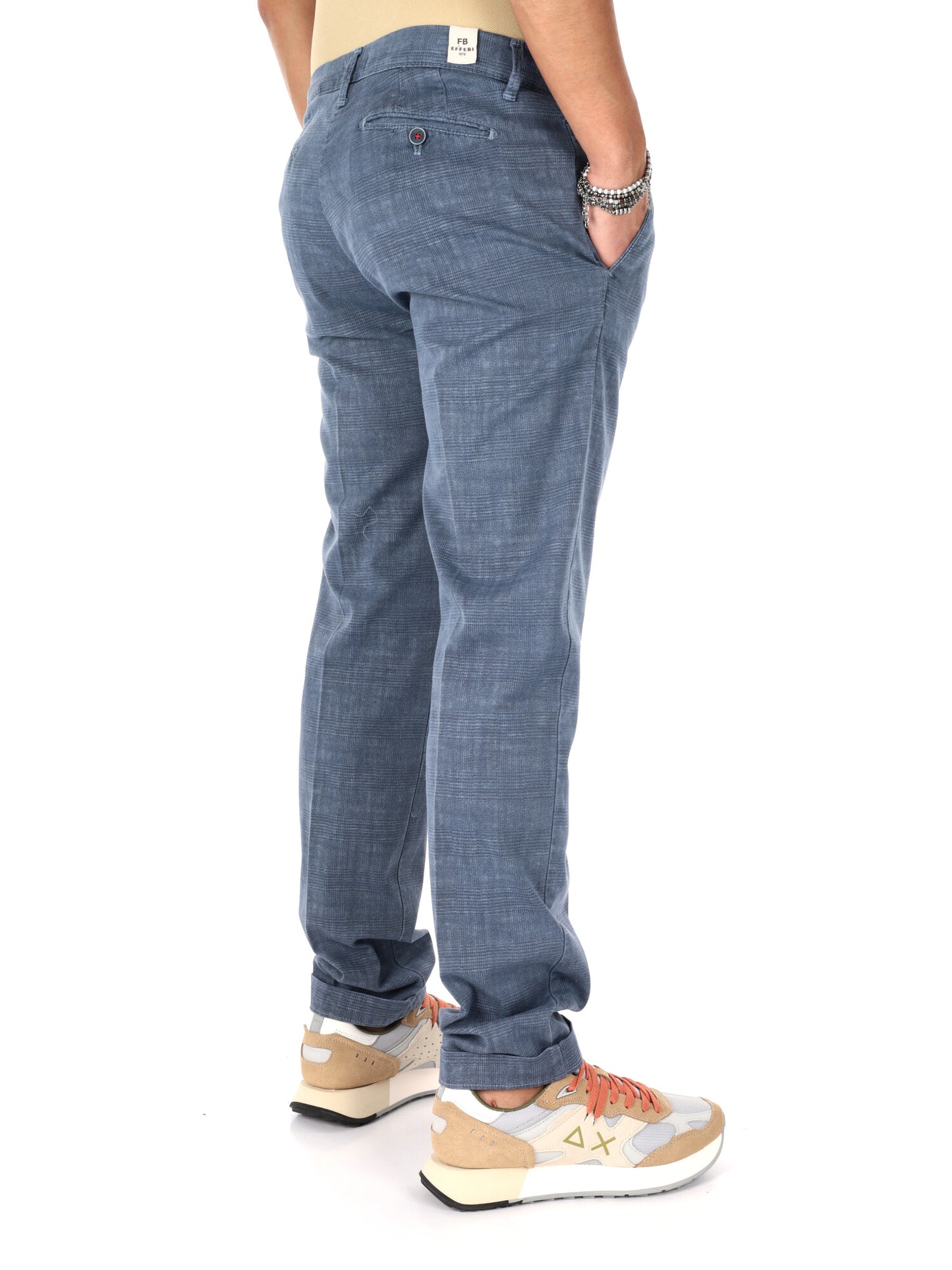 Pantaloni slim stretch da uomo FB con microquadri neri