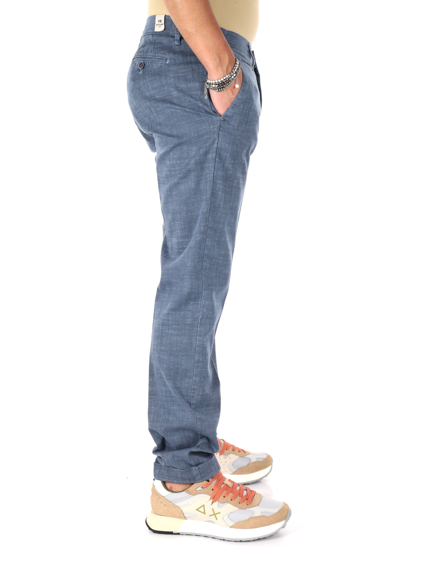 Pantaloni slim stretch da uomo FB con microquadri neri