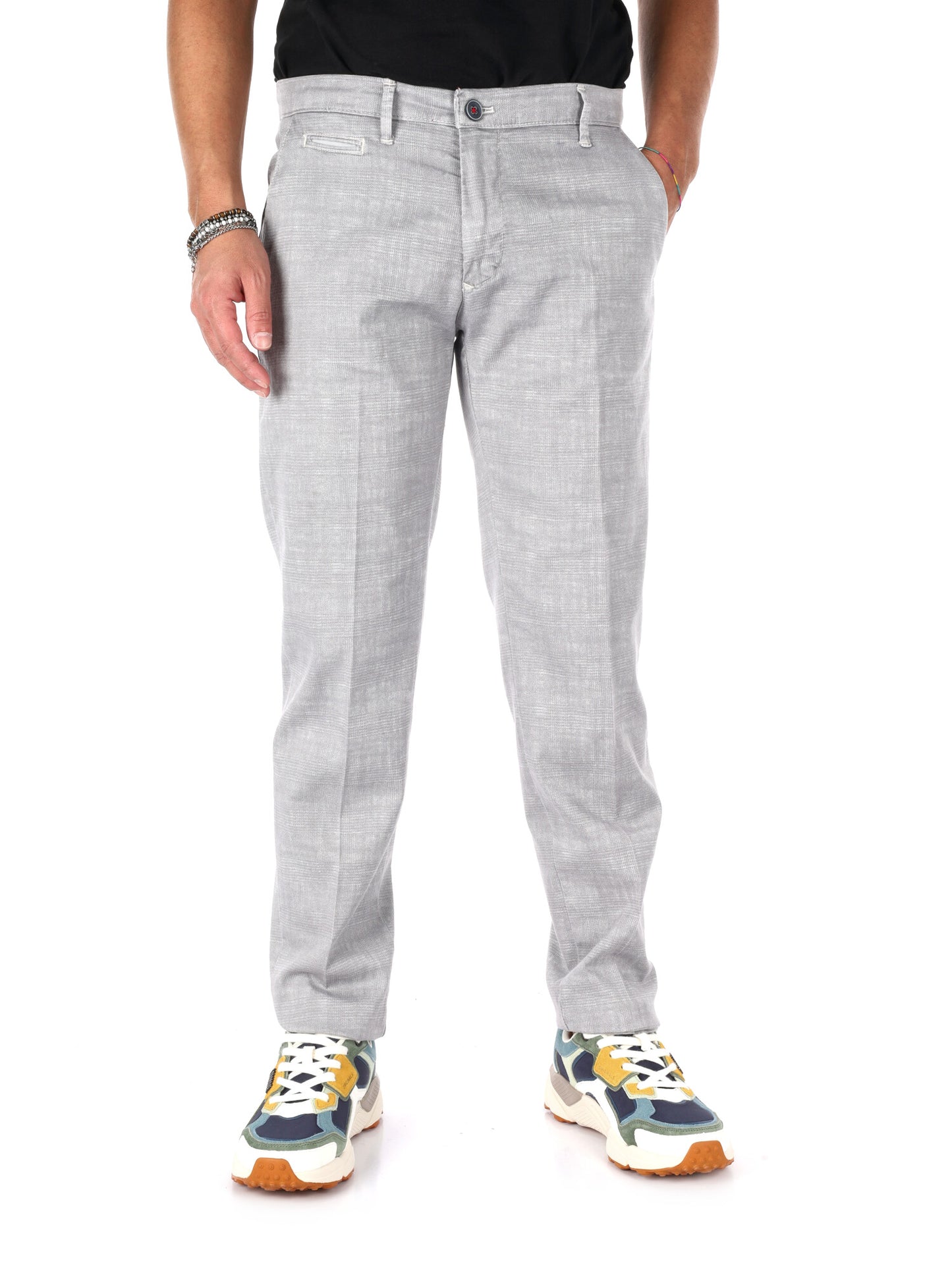 Pantalone da uomo FB CR999 slim in cotone elasticizzato perla