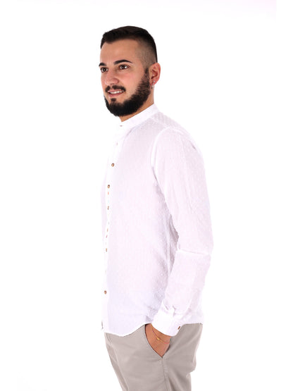 Camicia da uomo FB Crippa con collo alla coreana in bianco