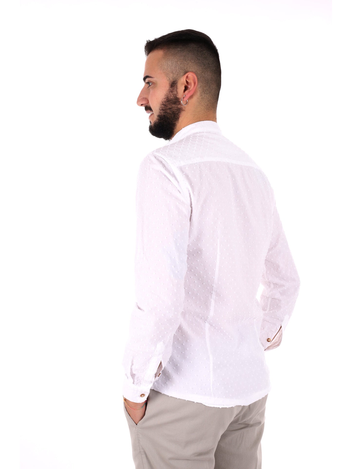 Camicia da uomo FB Crippa con collo alla coreana in bianco