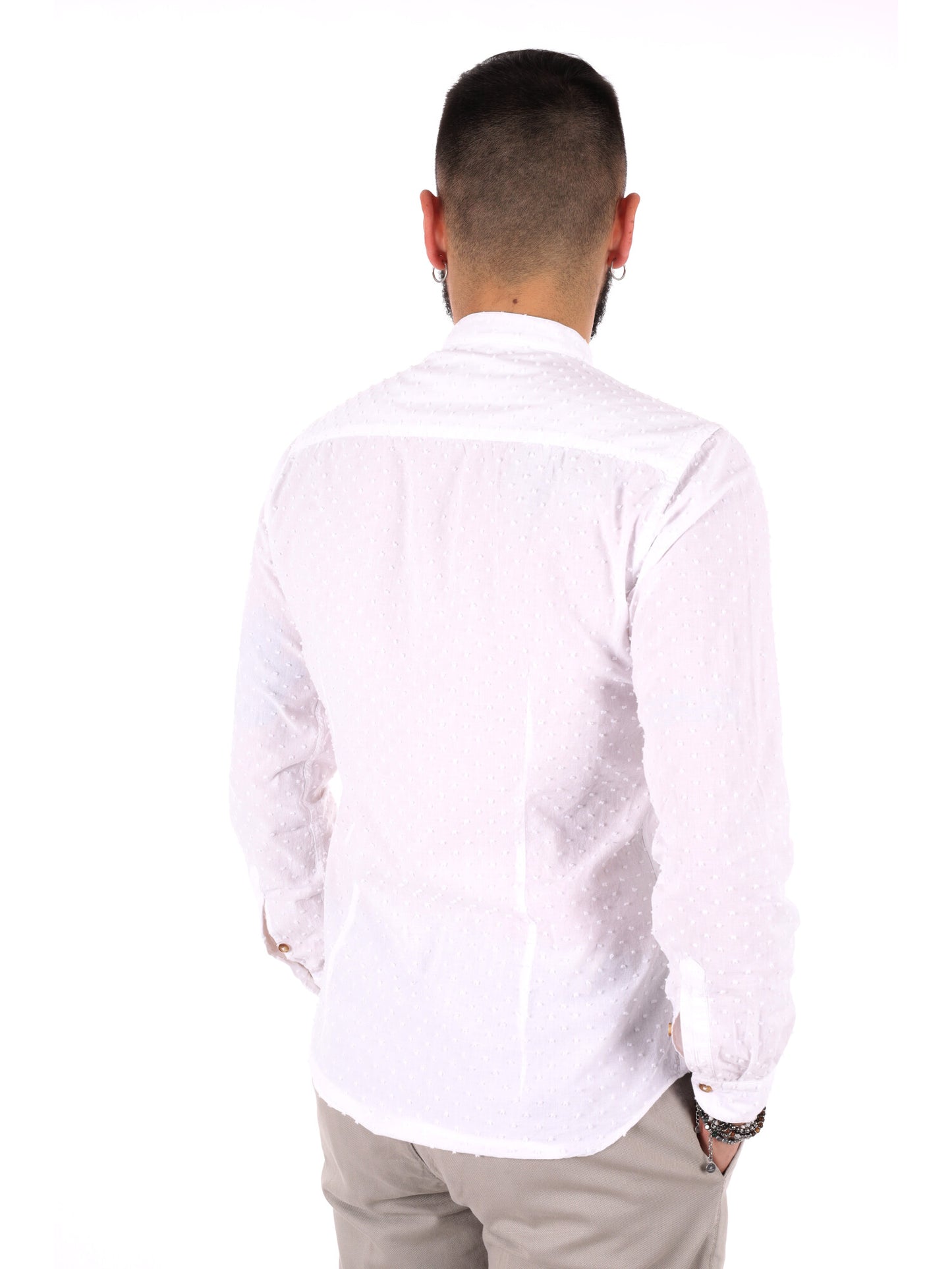Camicia da uomo FB Crippa con collo alla coreana in bianco