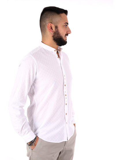 Camicia da uomo FB Crippa con collo alla coreana in bianco
