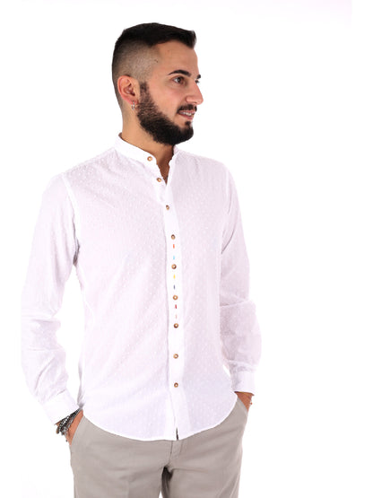 Camicia da uomo FB Crippa con collo alla coreana in bianco