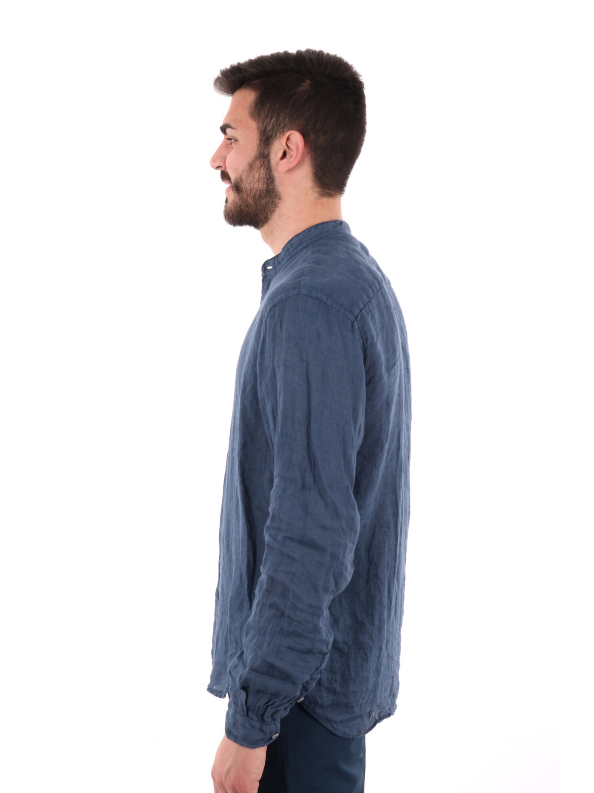 F.b. camicia lino da uomo indaco