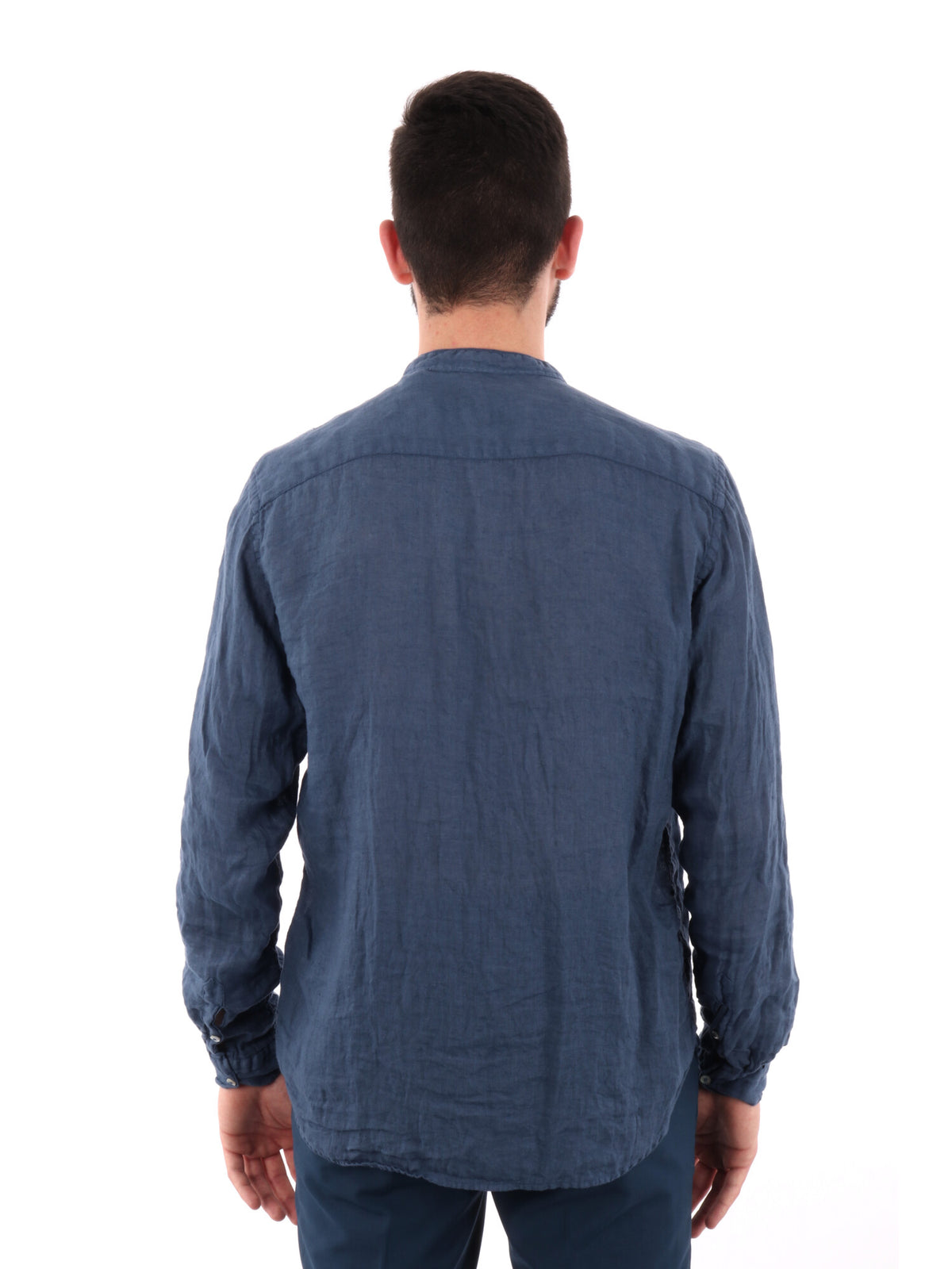 F.b. camicia lino da uomo indaco