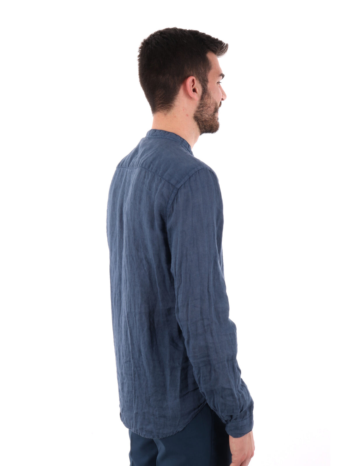 F.b. camicia lino da uomo indaco