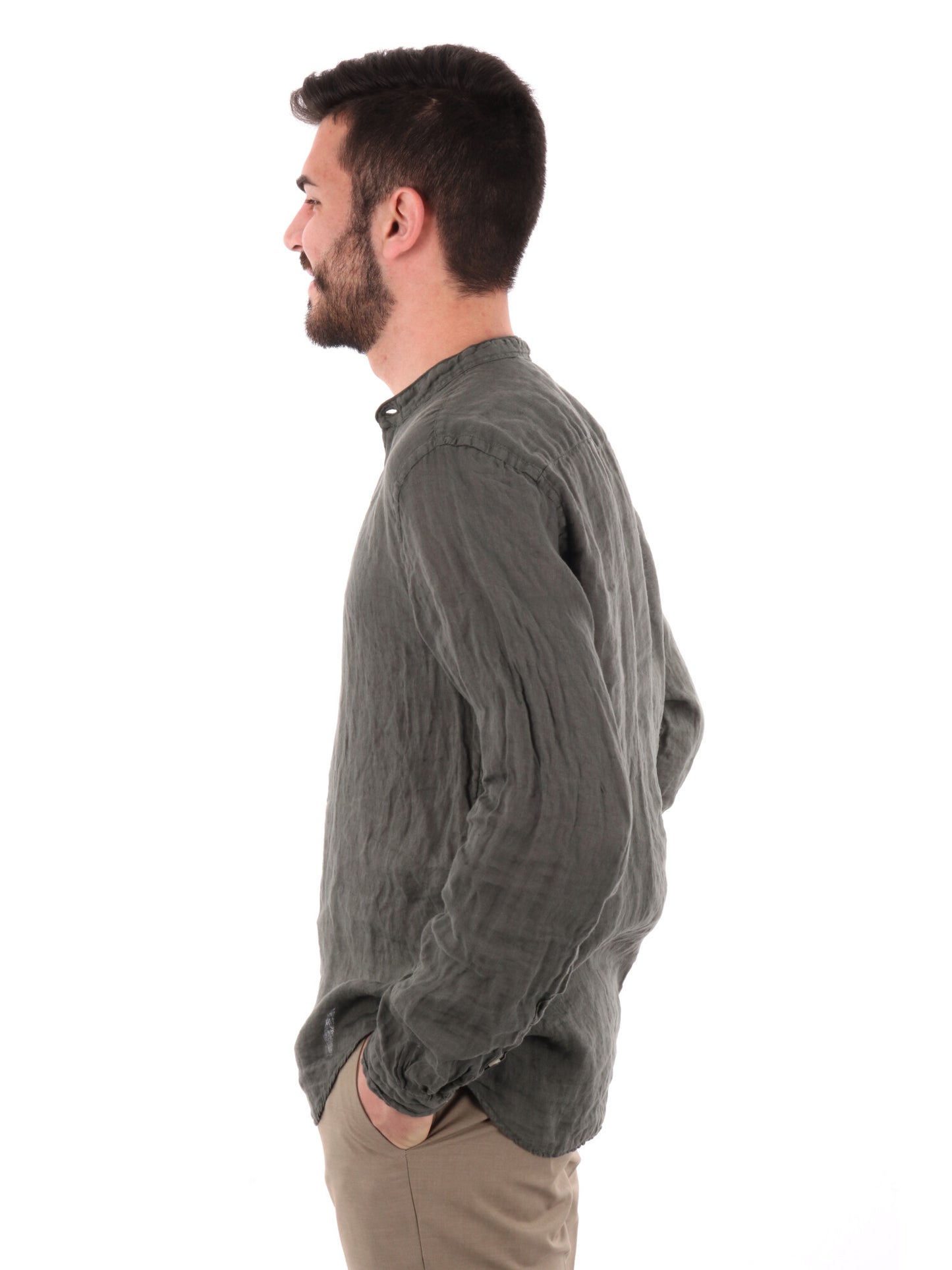 F.B. CAMICIA LINO - VERDE MILITARE