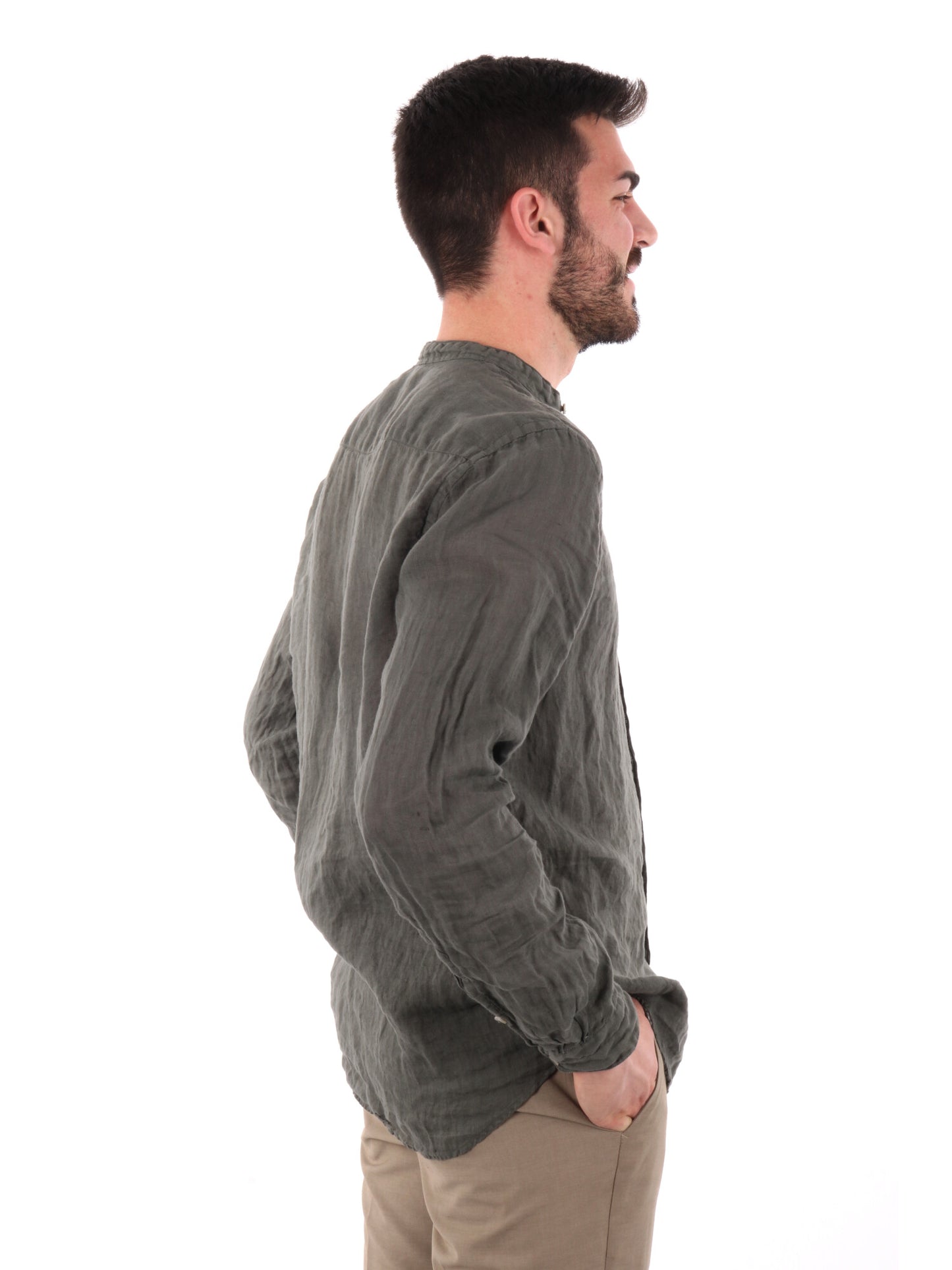 F.B. CAMICIA LINO - VERDE MILITARE