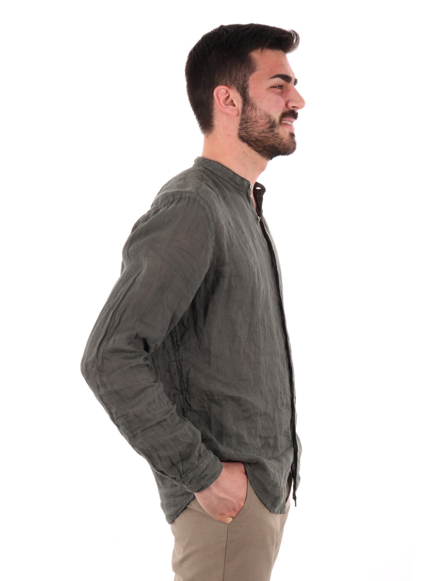 F.B. CAMICIA LINO - VERDE MILITARE