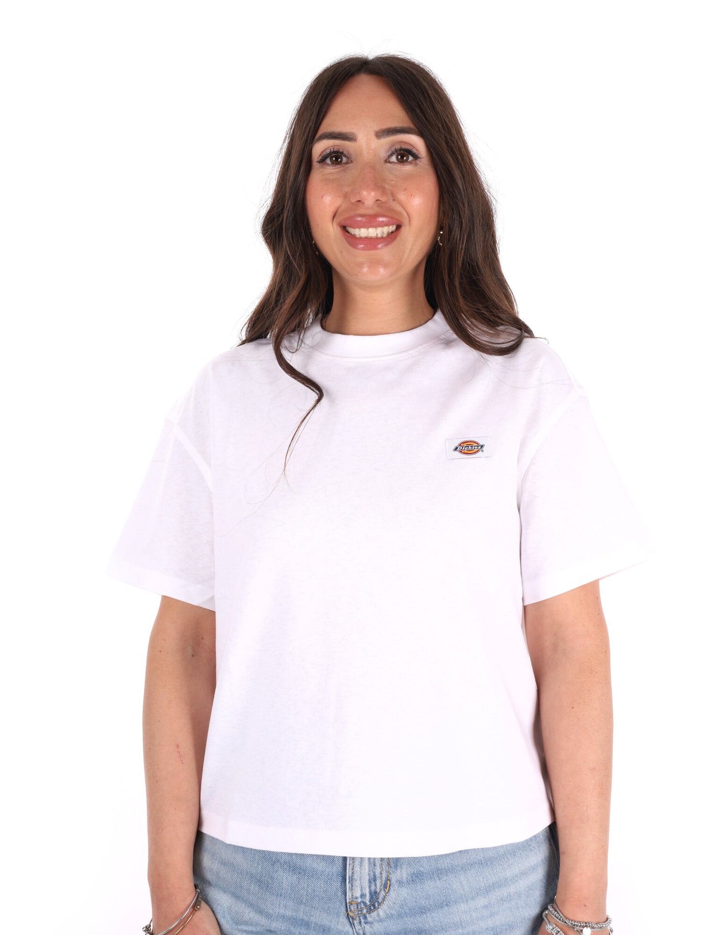 Dickies Oakport Boxy, t-shirt donna bianca a maniche corte