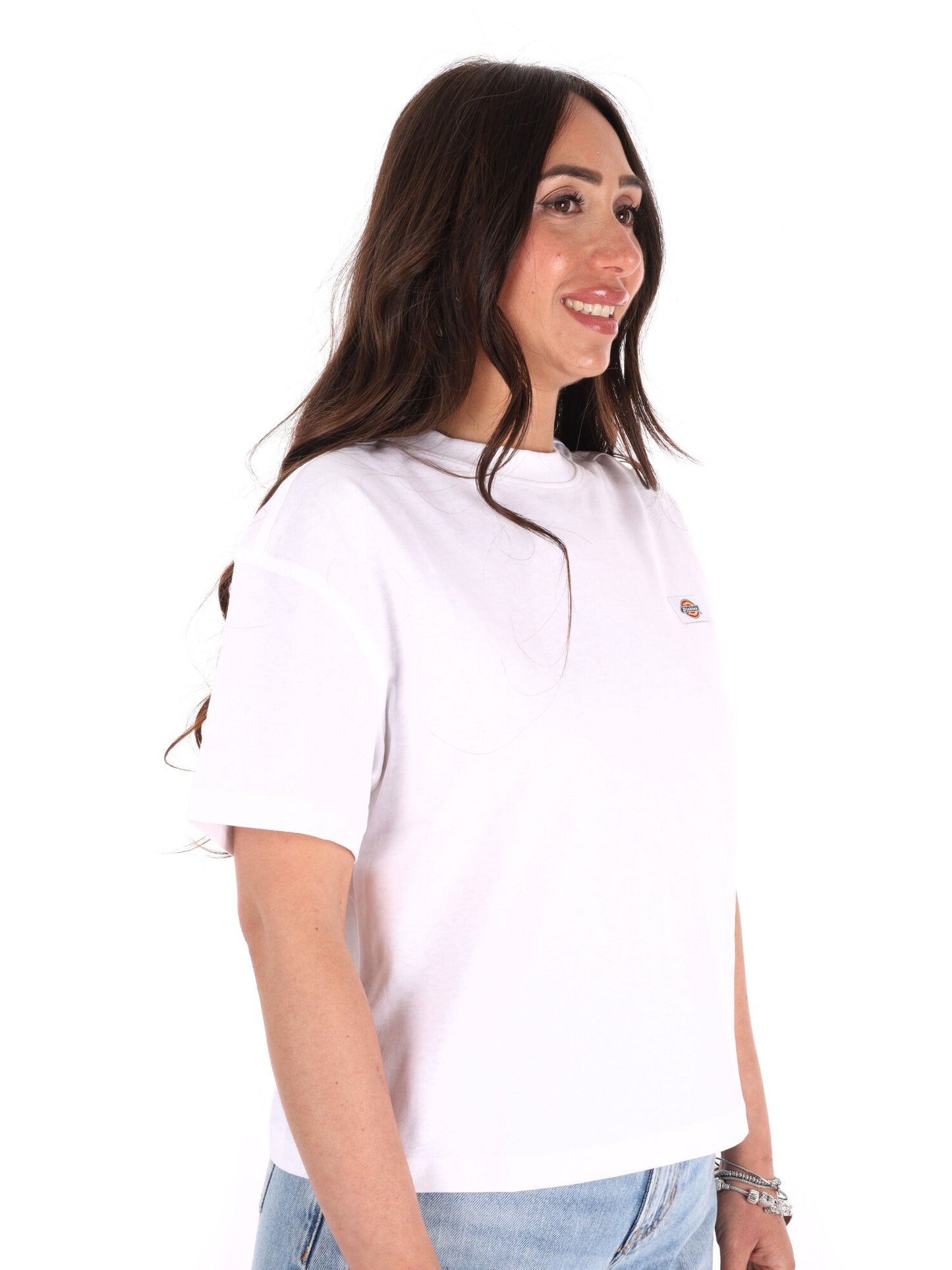 Dickies Oakport Boxy, t-shirt donna bianca a maniche corte