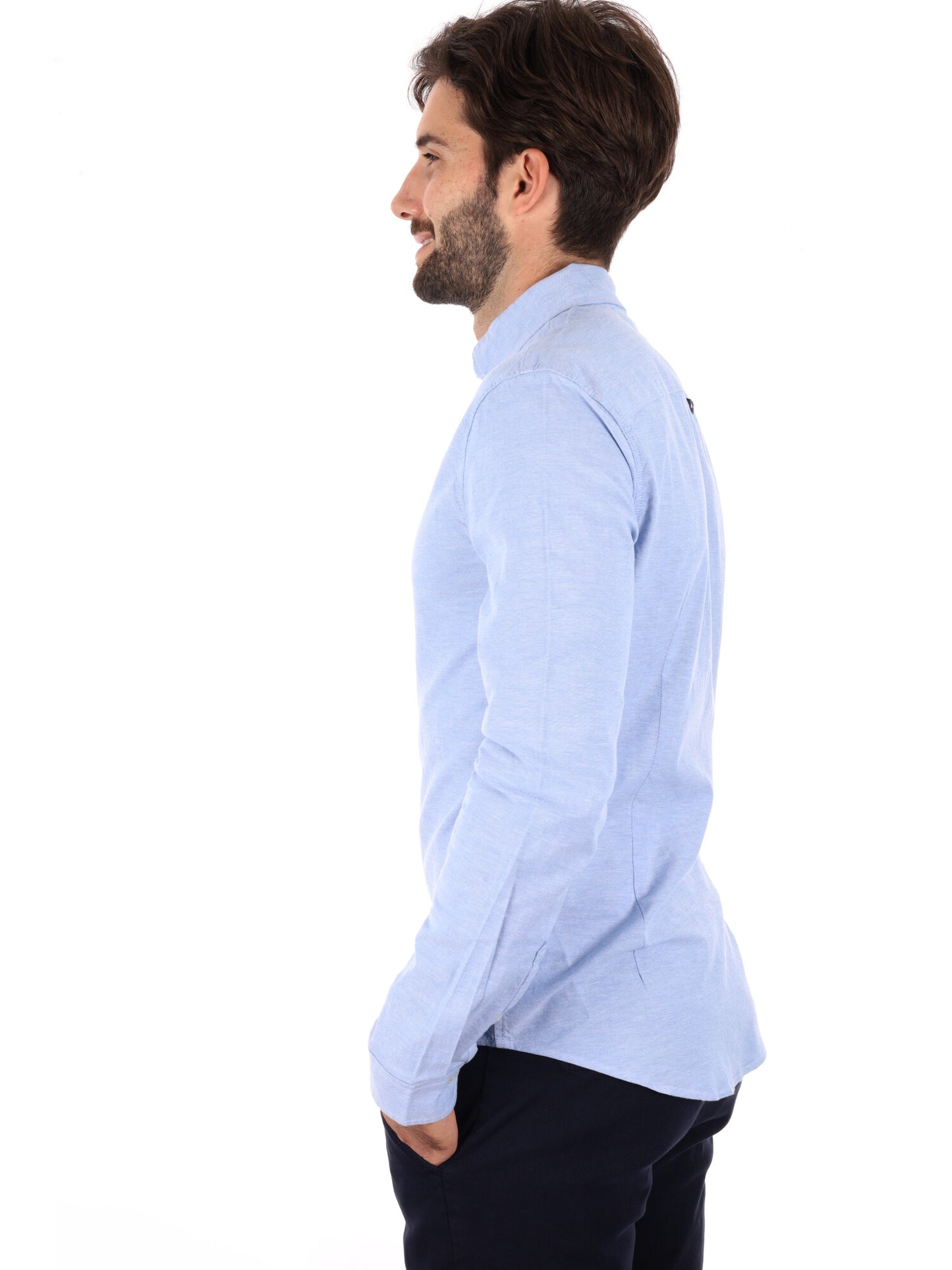 CAMICIA SLIM FIT TOMMY JEANS DA UOMO CELESTE