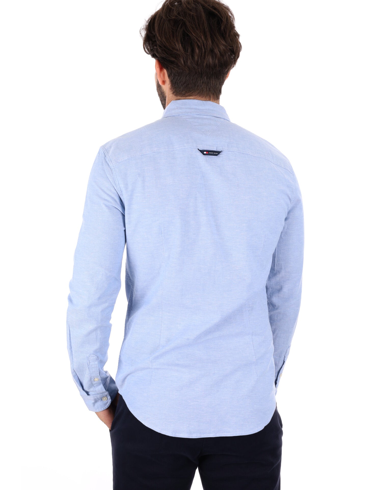 CAMICIA SLIM FIT TOMMY JEANS DA UOMO CELESTE