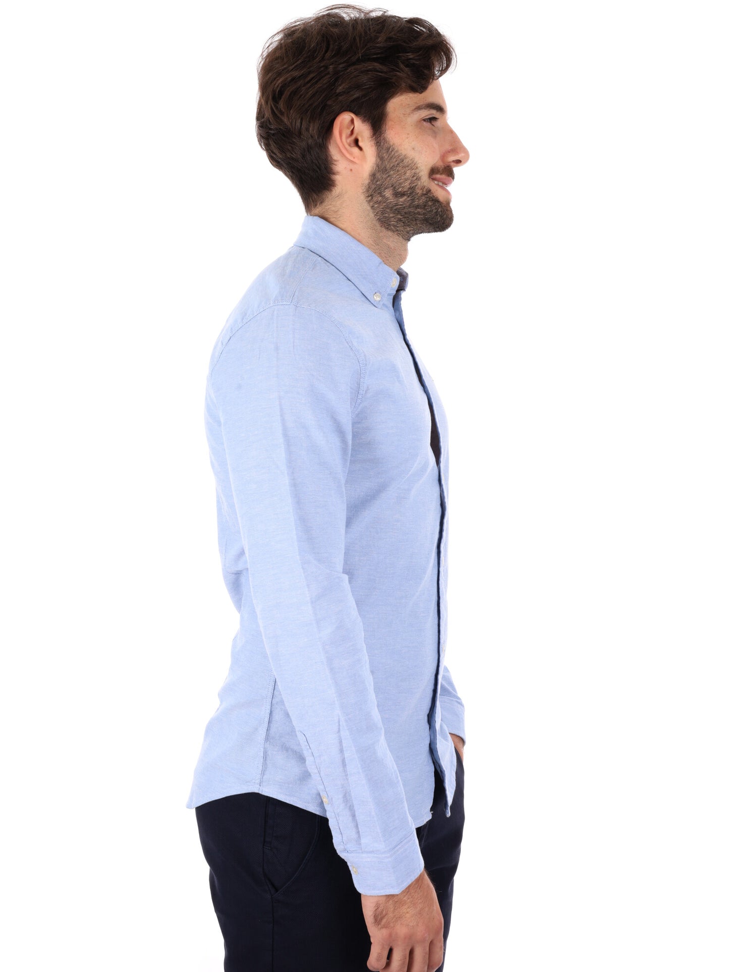 CAMICIA SLIM FIT TOMMY JEANS DA UOMO CELESTE