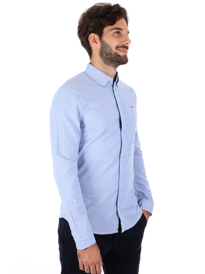 CAMICIA SLIM FIT TOMMY JEANS DA UOMO CELESTE
