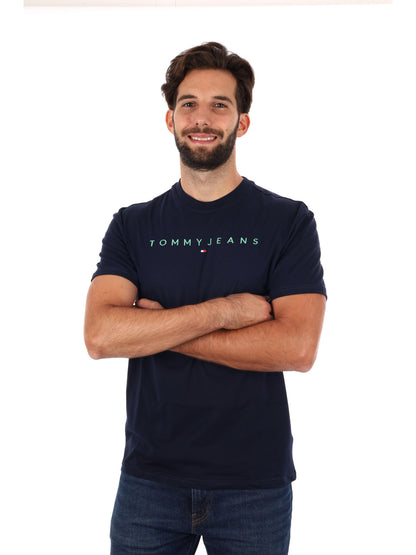 T-SHIRT LOGO LINEARE TOMMY JEANS DA UOMO BLU