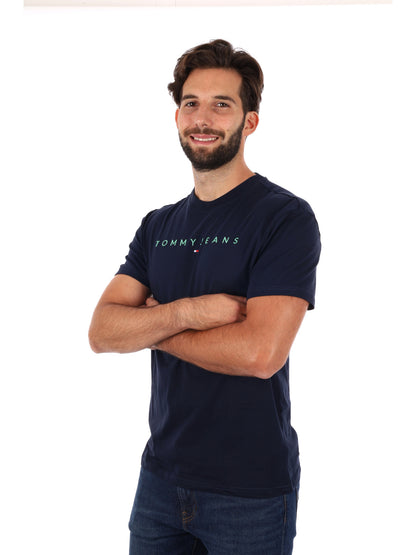 T-SHIRT LOGO LINEARE TOMMY JEANS DA UOMO BLU
