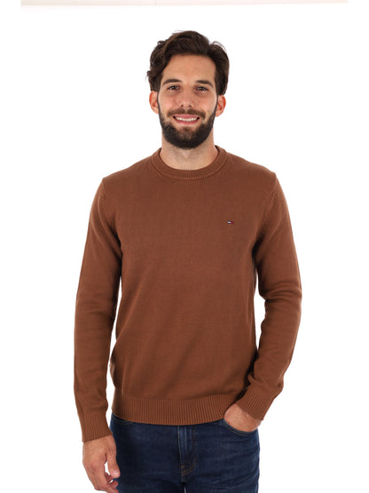 PULLOVER SLIM TOMMY JEANS DA UOMO MARRONE