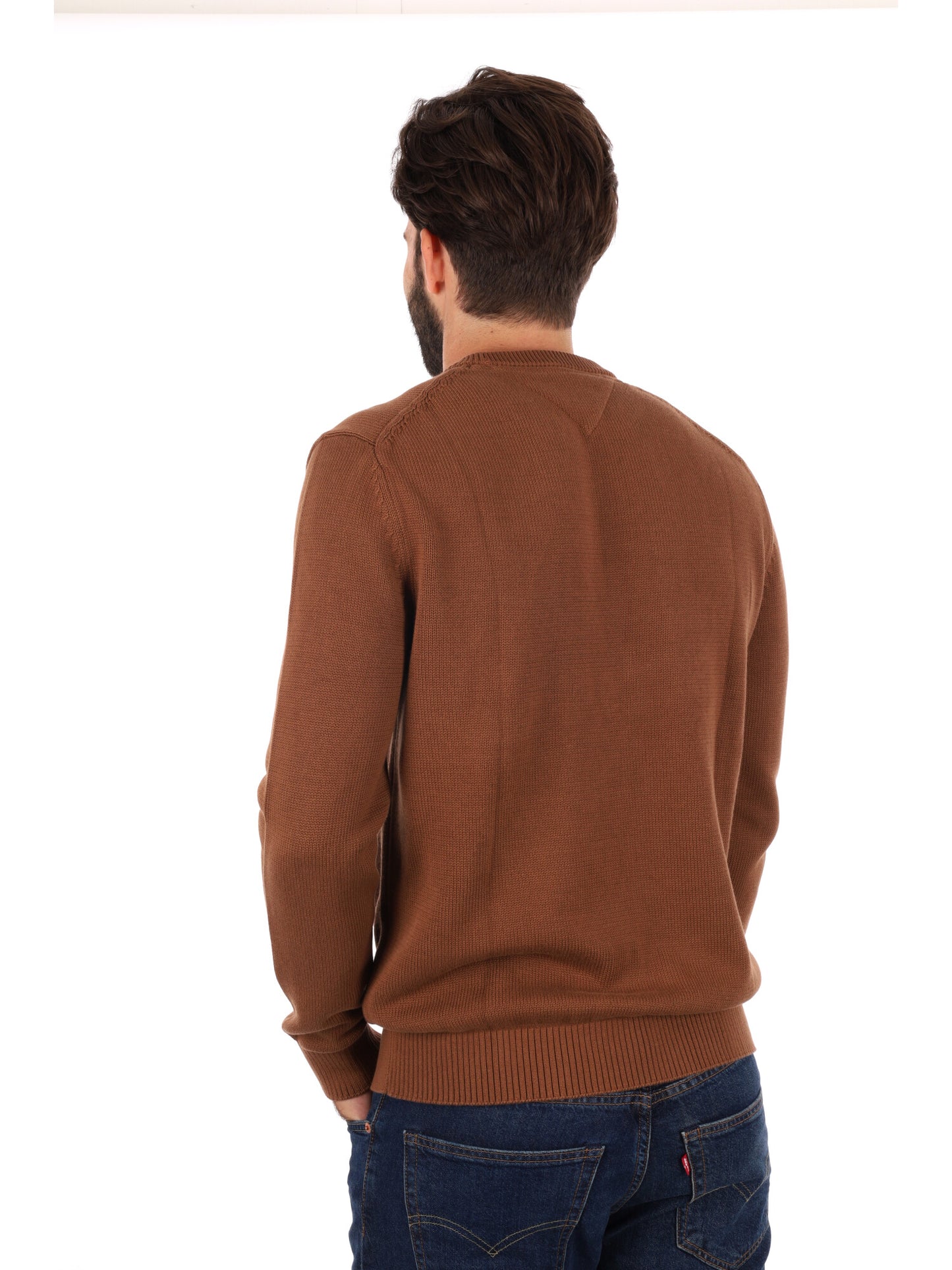 PULLOVER SLIM TOMMY JEANS DA UOMO MARRONE