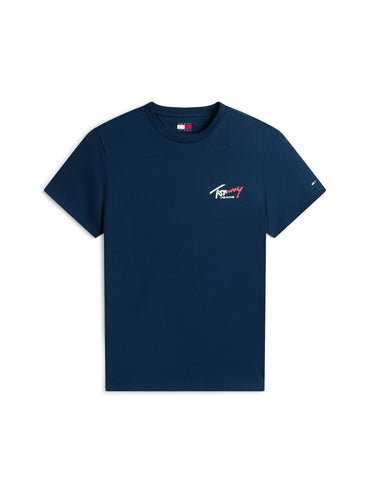 T-SHIRT BLU REGULAR TOMMY JEANS CON LOGO STAMPATO DA UOMO