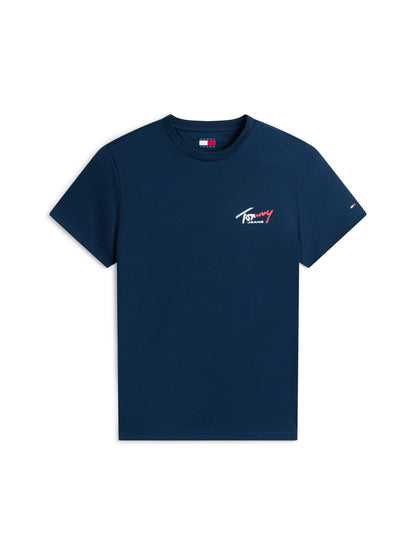 T-shirt blu da uomo Tommy Jeans con logo ricamato e vestibilità regular