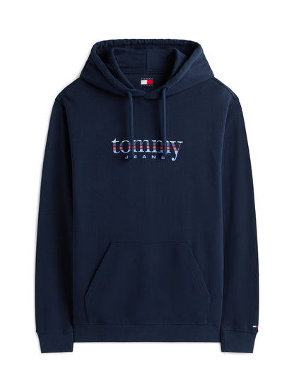 Felpa con cappuccio blu Tommy Jeans da uomo con logo
