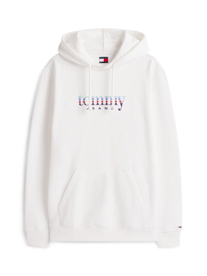 Felpa bianca Tommy Hilfiger con cappuccio e logo da uomo