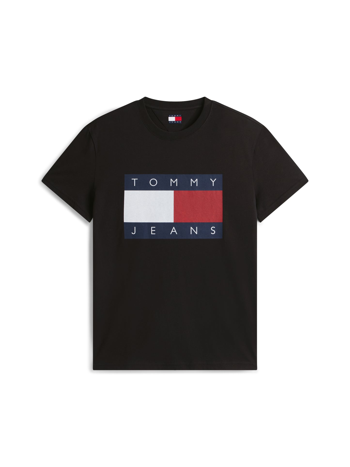 T-SHIRT NERA TOMMY JEANS CON STEMMA BANDIERA DA UOMO