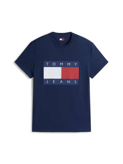 T-SHIRT BLU TOMMY JEANS CON STEMMA BANDIERA DA UOMO