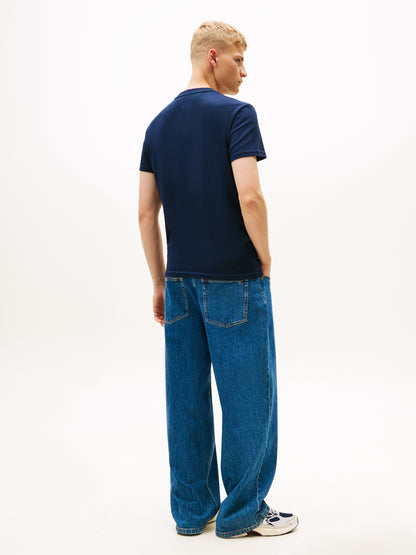 T-SHIRT BLU TOMMY JEANS CON STEMMA BANDIERA DA UOMO