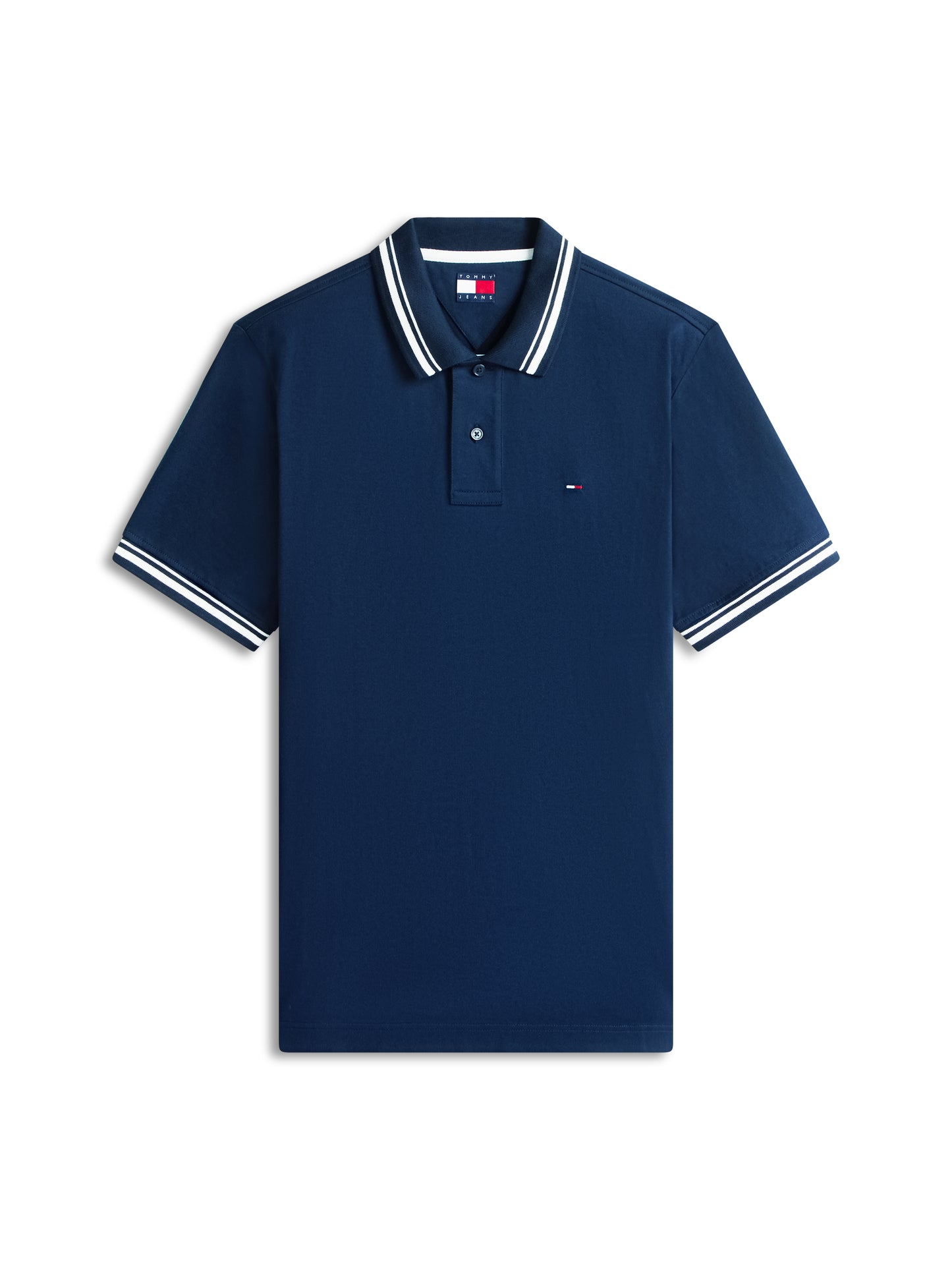 POLO BLU TOMMY JEANS CON FLAG LOGATA DA UOMO
