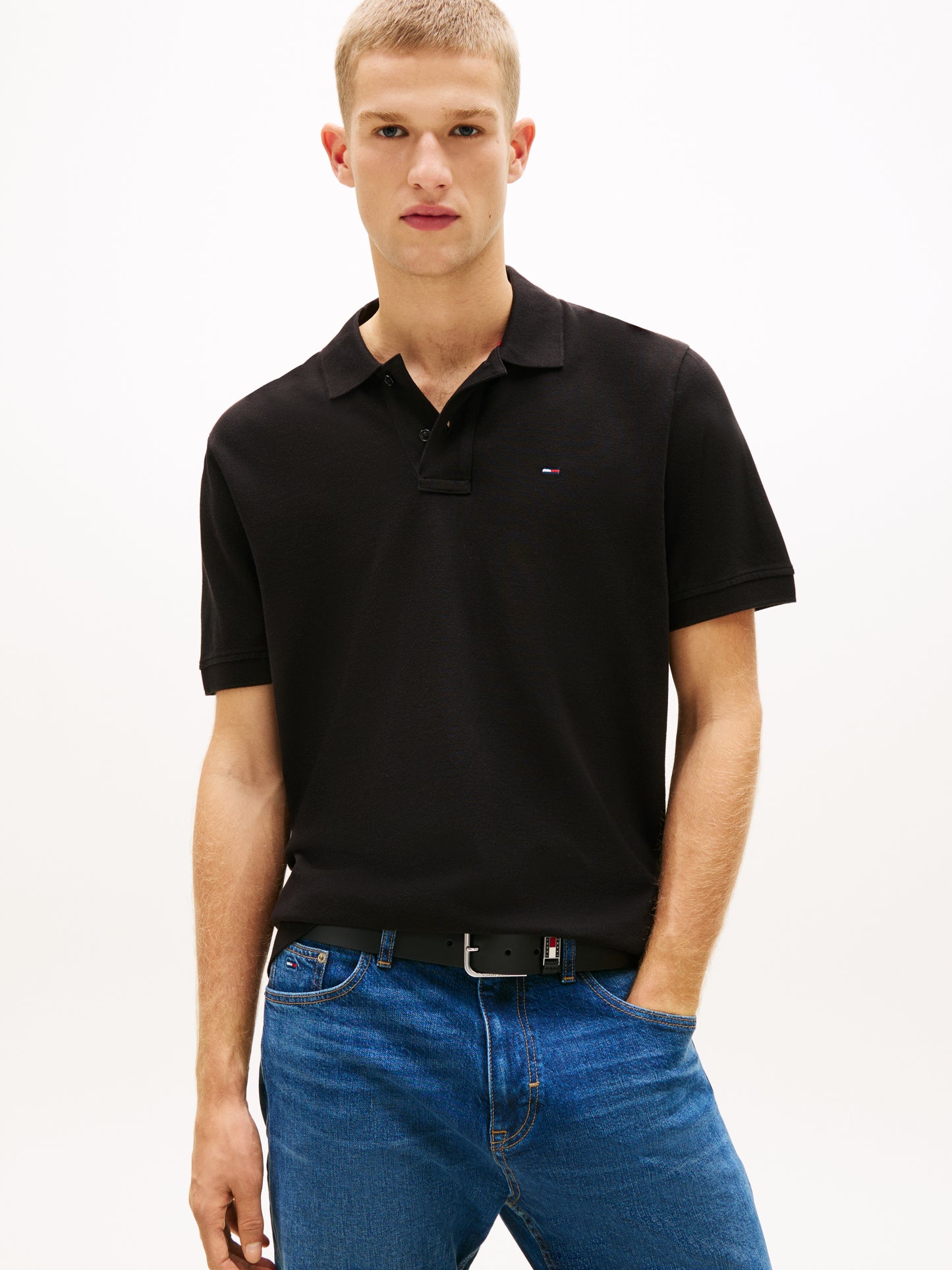 POLO REGULAR NERA TOMMY JEANS CON LOGO DA UOMO