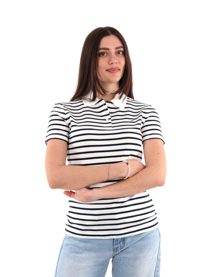 POLO SLIM ESSENTIAL TOMMY JEANS DONNA BIANCO-BLU