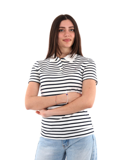 POLO SLIM ESSENTIAL TOMMY JEANS DONNA BIANCO-BLU