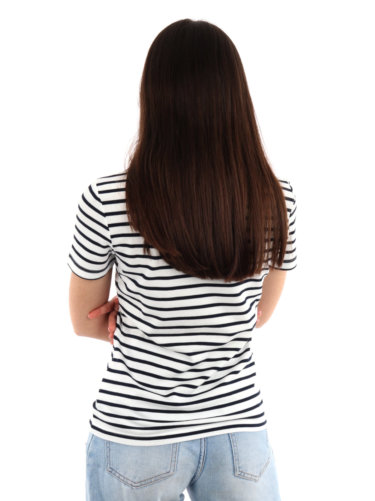 POLO SLIM ESSENTIAL TOMMY JEANS DONNA BIANCO-BLU