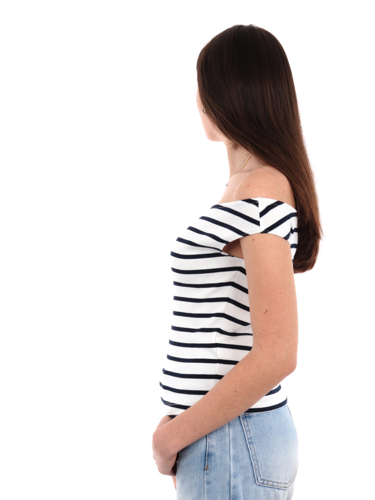T-SHIRT SCOLLA A BARCA TOMMY JEANS DONNA BIANCO-BLU