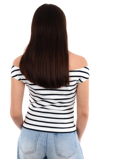 T-SHIRT SCOLLA A BARCA TOMMY JEANS DONNA BIANCO-BLU
