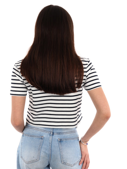POLO CROPPED BADGE TOMMY JEANS DONNA BIANCO-BLU
