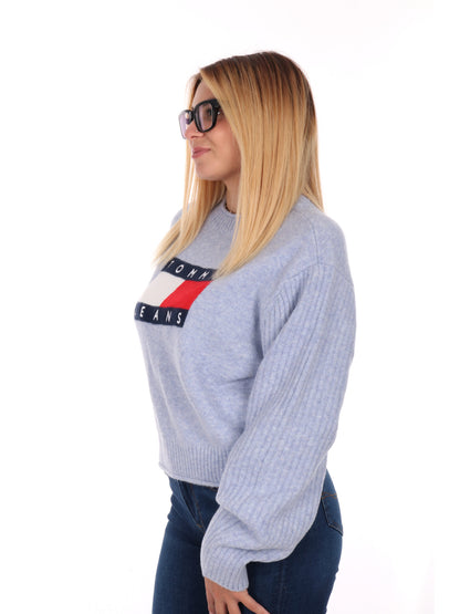 PULLOVER FLAG TOMMY JEANS DA DONNA LILLA