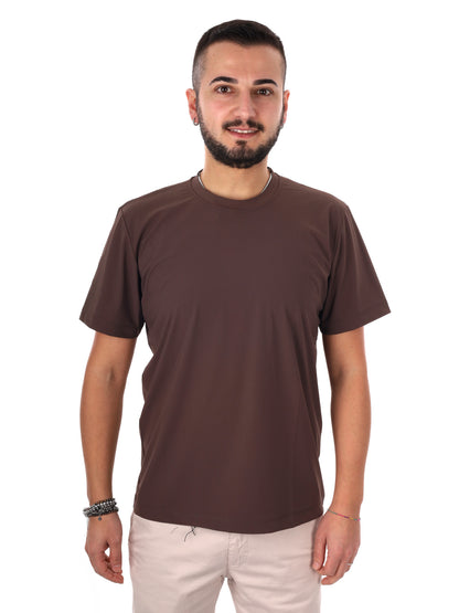 T-shirt maniche corte FB Energy M003 da uomo in cotone marrone