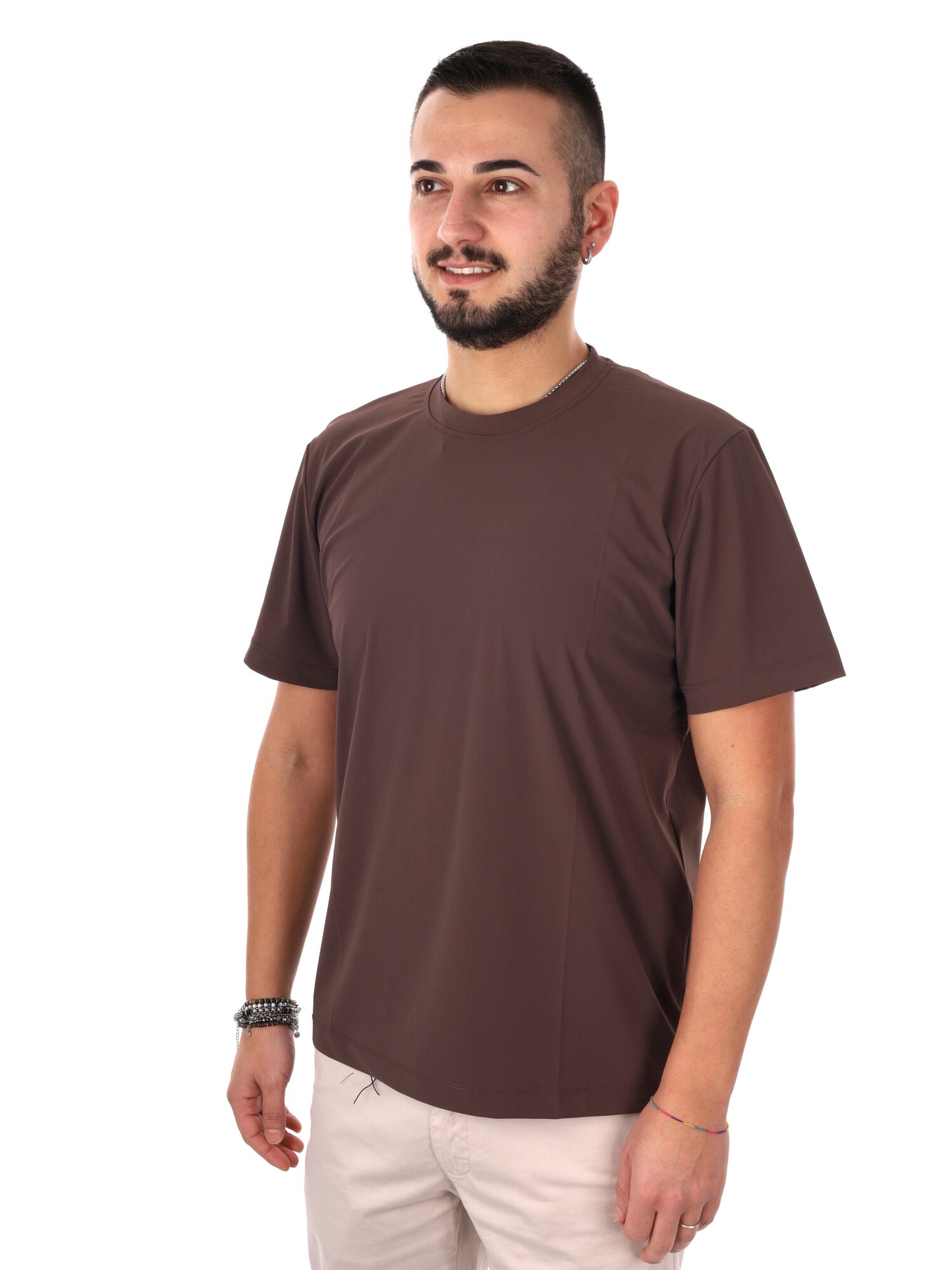 T-shirt maniche corte FB Energy M003 da uomo in cotone marrone