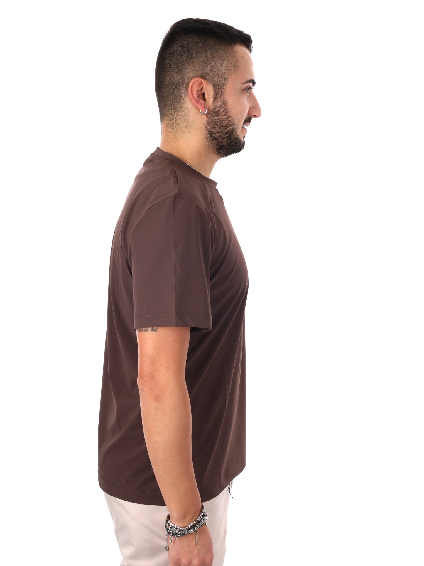 T-shirt maniche corte FB Energy M003 da uomo in cotone marrone