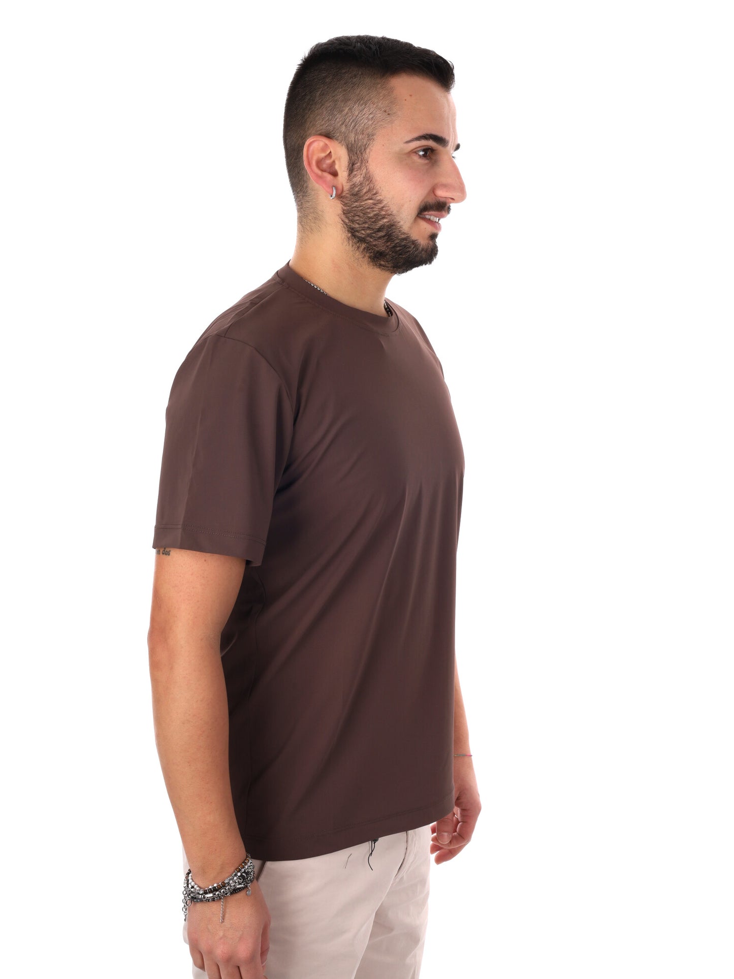 T-shirt maniche corte FB Energy M003 da uomo in cotone marrone