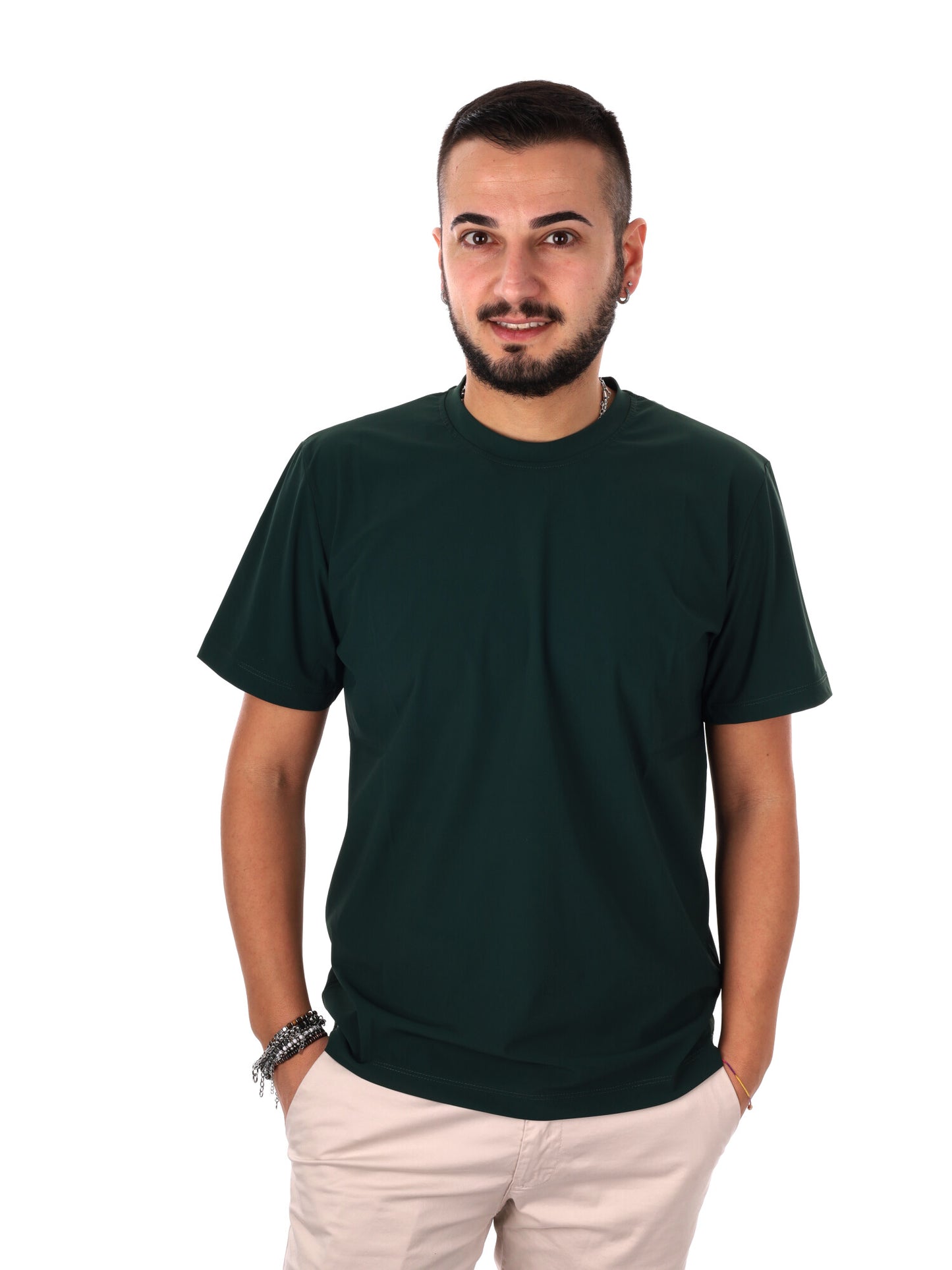 Fb Energy V004, t-shirt verde casual da uomo in cotone
