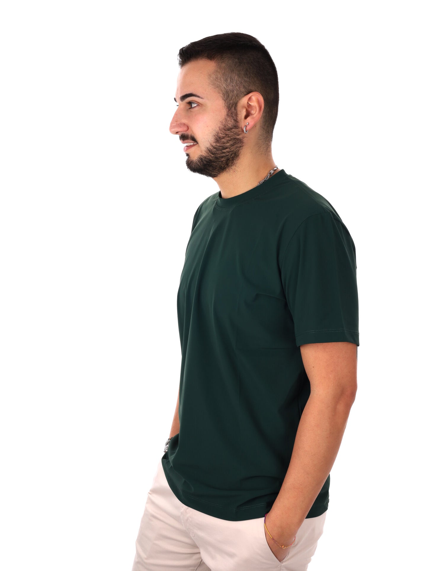 Fb Energy V004, t-shirt verde casual da uomo in cotone