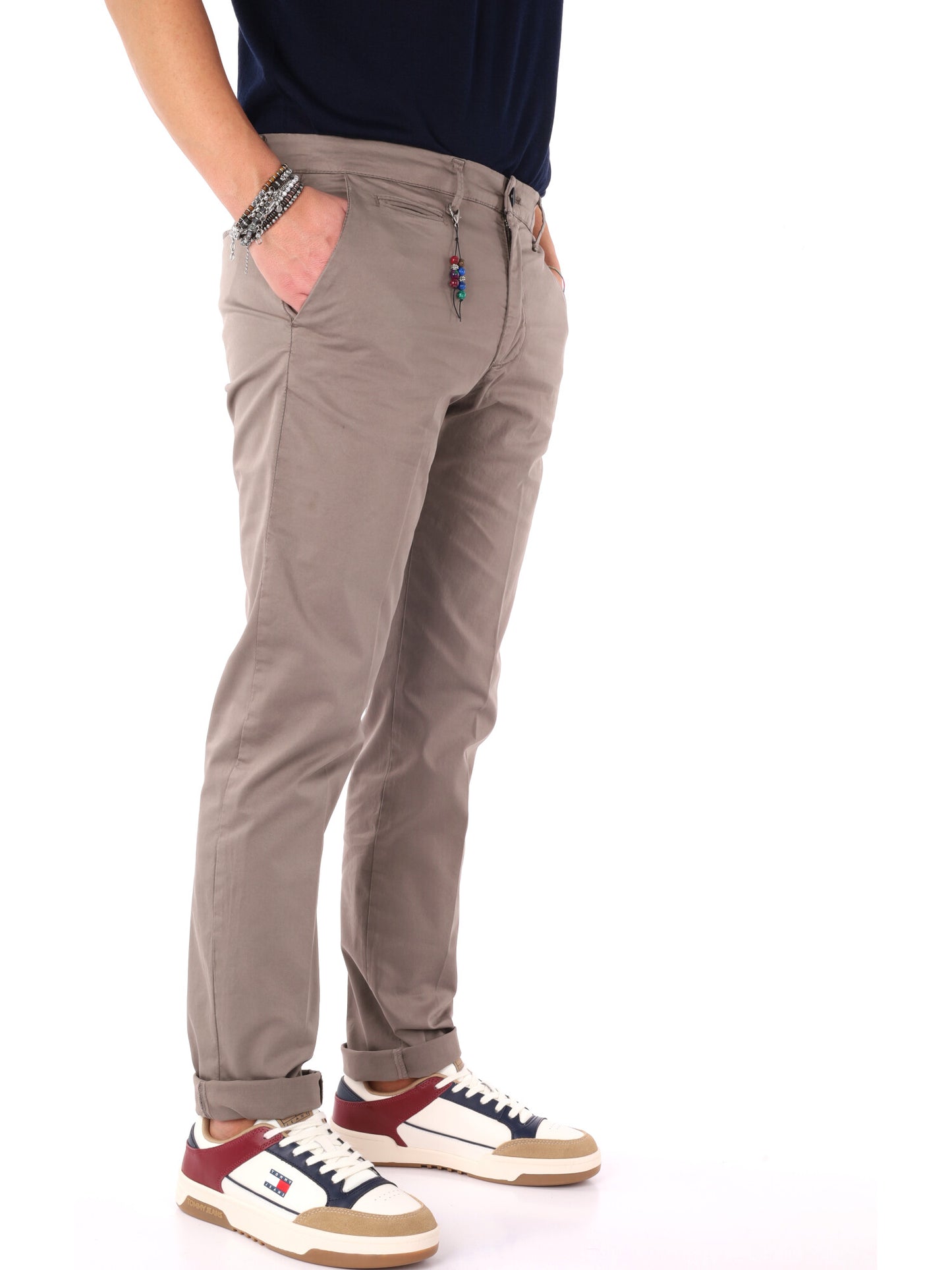 Pantaloni Enzo FB da uomo in tinta fango per primavera estate