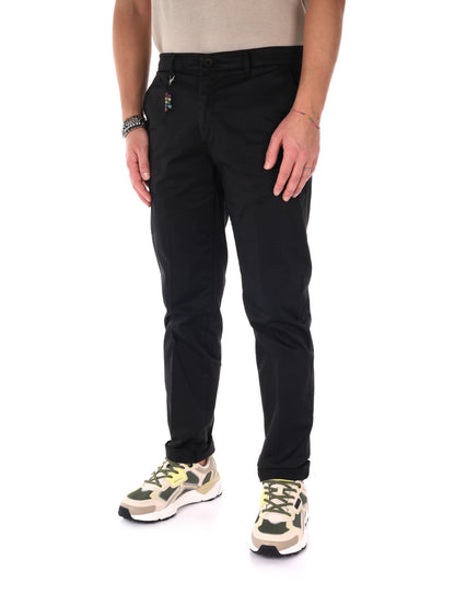 Pantaloni chino Enzo di FB in cotone nero da uomo per un look casual